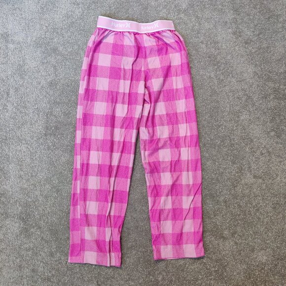 Hurley Girls Pajama Bottom Size 7 / 8 Pink Plaid Sleepwear Barbiecore Comfy - Picture 1 of 4